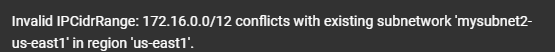Invalid IPCidrRange Error