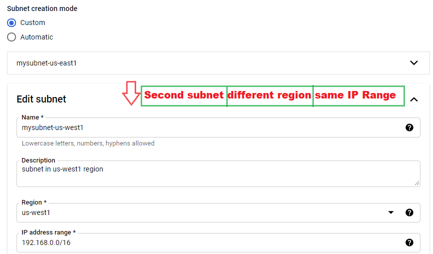 Subnet creation mode